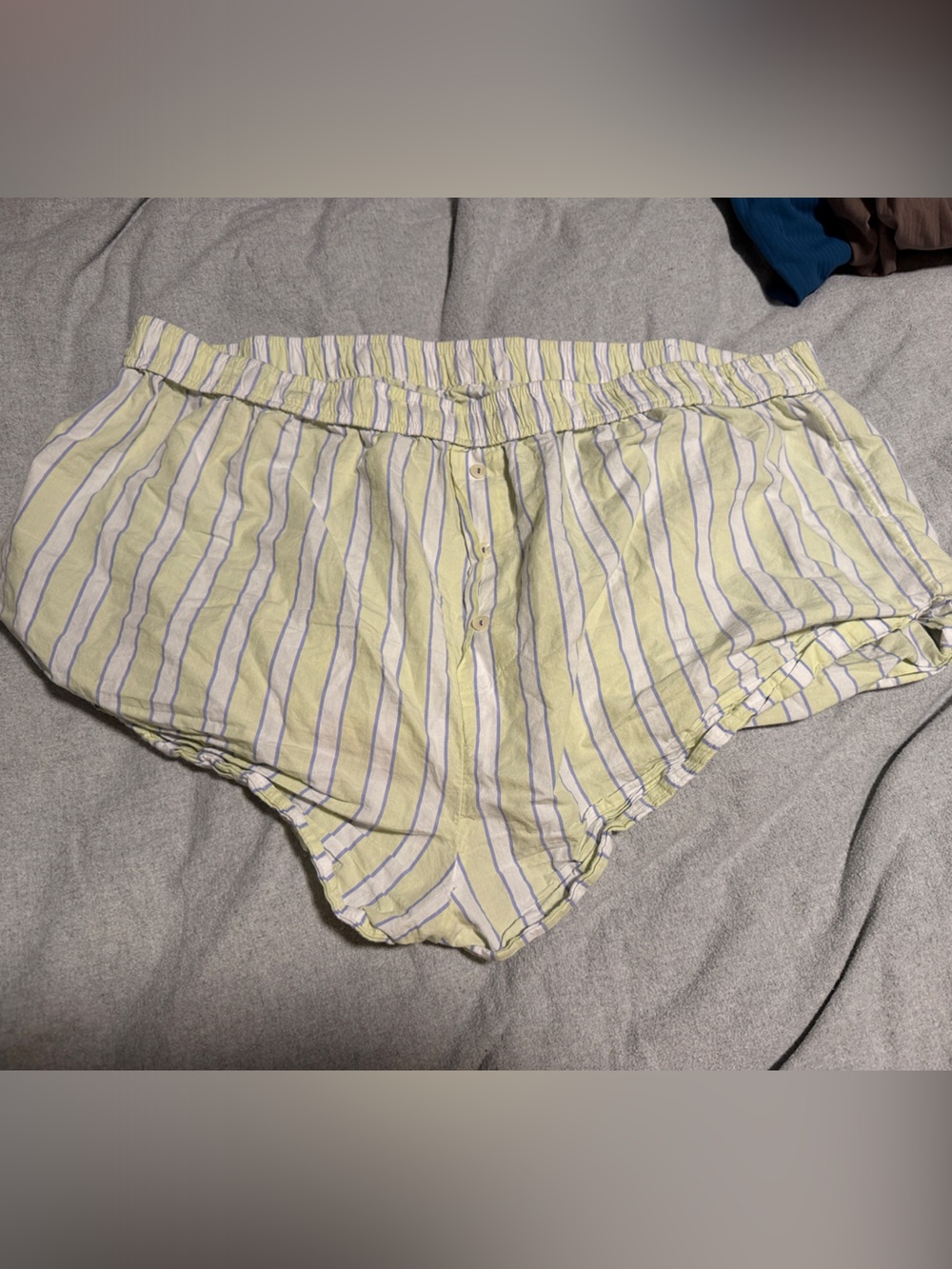 Anthropologie Wren Boxer Striped Yellow and White Elastic-Waist Shorts
